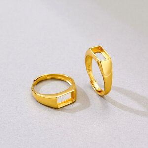 指輪 レディース S925純銀 ゴールドカラー 電気メッキ加工 フリーサイズ サイズ調整可能 空枠 石なし 上品 繊細 軽やかな高級感 ファッション 通勤 オフィス 日常使い