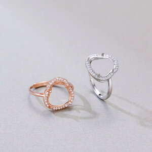 指輪 レディース S925純銀 ローズゴールドメッキ 爪留め ストーンなし 空枠 開口式 フリーサイズ サイズ調整可能 おしゃれ エレガント ライトラグジュアリー プレゼント 普段使い ジュエリー