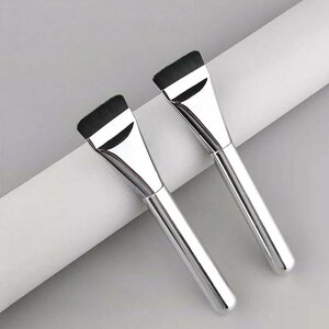 ファンデーションブラシ 電気メッキ加工 フラット型 フェイス用 カバー ハイライト ナチュラルメイク 人工毛 メイクブラシ 化粧筆 シルバー(x5)