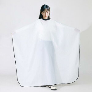 散髪ケープ ポンジー生地 防水 撥水加工 美容室 プロ用 無地 大判 ロング丈 足元カバー パーマ カラーリング 染髪用 透明窓付き