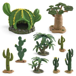 模型 キッズ リアル 植物 ジオラマ サボテン ツリーハウス ソテツ パンの木 ミニチュア サンドテーブル 情景作り レイアウト 工作 知育玩具 装飾 オブジェ PVC製