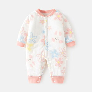 ベビー ロンパース カバーオール 中綿入り 厚手 綿100% 前開き 長袖 肌に優しい 秋冬 赤ちゃん服 ユニセックス 新生児服 部屋着 パジャマ お出かけ 出産祝い かわいい