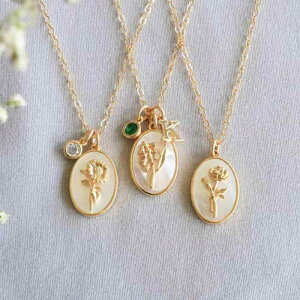 ネックレス レディース 欧米風 INS風 レトロ アンティーク 立体感 誕生花 フラワー 花柄 オーバル 貝殻 シェル ペンダント 銅製 電気メッキ加工 41-50cm 通勤 カジュアル ファッション