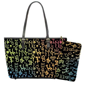 バッグ レディース 女性用 2点セット カラフル グラデーション 文字プリント PUレザー トートバッグ ショルダーバッグ A4対応 長財布 クラッチウォレット ファスナー開閉 内ポケット 通勤 通学 普段使い 欧米風