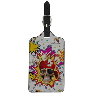 ラゲッジタグ 面白い ドクロ スケルトン 海賊 デザイン ユニーク 旅行 出張 スーツケース キャリーケース 目印 紛失防止 識別 ネームタグ PUレザー 合皮 丈夫 軽量