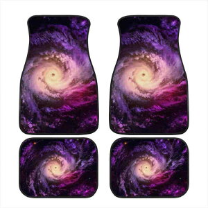 車用フロアマット 防水 防汚 ゴム裏地 個性的な星空ギャラクシー 花柄プリント模様 汎用タイプ 泥汚れ 砂汚れ対策 ポリエステル素材 前後席セット 車内ドレスアップ(x3)