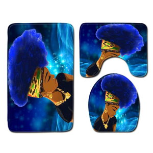 バスマット トイレマット 3点セット 便座マット アフリカンスタイル 滑り止め 洗濯機OK 吸水速乾 ポリエステル おしゃれ 欧米風 長方形