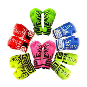 ボクシンググローブ キッズ 子供用 ジュニア PUレザー製 カラフル 炎柄 トレーニング 練習用 サンドバッグ打ち 格闘技 ムエタイ テコンドー MMA キックボクシング