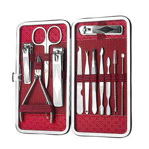 ネイルケアツール 12点 ステンレス製 爪切り 爪やすり 甘皮プッシャー ニッパー 巻爪 厚爪 手足兼用 収納ケース付き マニキュア ペディキュア 携帯用 旅行 出張 男女兼用