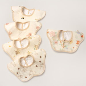 スタイ 新生児 ベビー 赤ちゃん 吸水性抜群 360度回転 ふんわり柔らか 綿100% コットン 欧米風 丸型 かわいい プリント柄 よだれかけ おしゃれ 男女兼用