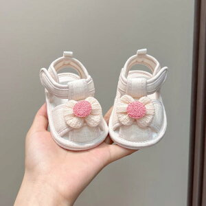 ベビーシューズ 男の子 女の子 兼用 ファーストシューズ プレシューズ 滑り止め ソフトソール 通気性 マジックテープ式 リボン かわいい プディングサンダル 夏用 コットン 綿素材 よちよち