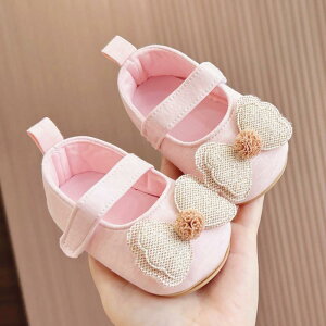 ベビーシューズ 女の子 女児 0歳 1歳 春秋 滑り止め ゴム底 ソフトソール 綿素材 足に優しい 保護 脱げにくい マジックテープ リボン プリンセス あんよ靴 歩行練習