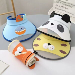 サンバイザー キッズ 子供 男の子 女の子 春夏 通気性 日よけ 日焼け防止 UVカット 紫外線対策 つば広 キャラクター アニマル柄 かわいい おしゃれ カジュアル ポリエステル素材 お出かけ レ