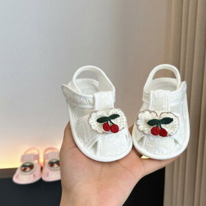サンダル ベビー 女の子 夏 滑り止め ソフトソール 通気性 マジックテープ コットン素材 乳幼児用 ファーストシューズ かわいい プリンセス ピンク ホワイト
