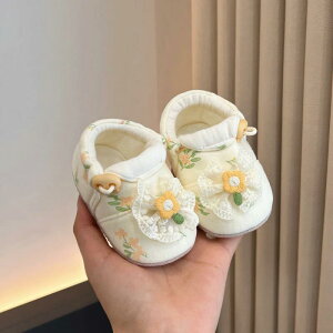 ファーストシューズ 女の子 ベビー 滑り止め 足元保護 コットン ソフトソール かわいい 花柄 面ファスナー 春秋 0歳 1歳 6ヶ月〜12ヶ月頃
