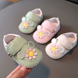 ベビーシューズ 女の子 0-12ヶ月 柔らかい底 ファーストステップ マジックテープ 通年 室内履き かわいい プリンセス 合皮 赤ちゃん よちよち歩き 白 ピンク 緑