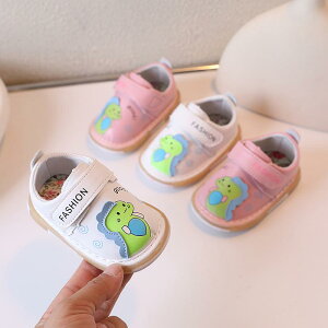 シューズ ベビー キッズ 男の子 女の子 0-3歳 幼児 柔らかい底 ファーストシューズ プレシューズ 歩くと音が鳴る マジックテープ かわいい カジュアル 合成皮革 オールシーズン 白 ピンク