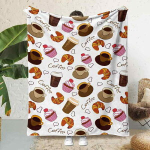 毛布 暖かい 柔らかい フランネル ポリエステル製 洗える デジタルプリント カートゥーン 猫柄 大判 ひざ掛け ソファカバー 冬用 シンプル モダン コーヒー ブラウン(x2)