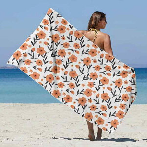 ビーチタオル 吸水 速乾 マイクロファイバー 3Dデジタルプリント 大判 スクエア 小花柄 かわいい プール ジム 旅行 レジャー アウトドア バスタオル(x2)
