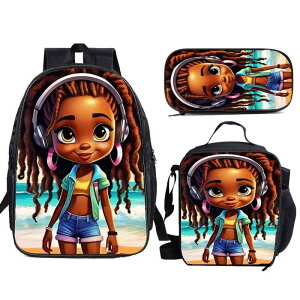 スクールリュックサック 小学生 中学生 男女兼用 大容量 2層式 負担軽減 ランチバッグ 筆箱 3点セット ペア 通学 ポリエステル アニメ柄