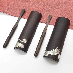 茶道具 黒檀 無垢材 蓮 仏手デザイン 茶則 茶匙 高品質で高級感あふれる和風茶具 茶葉を美しくすくう 茶道アクセサリー 上質で風情ある逸品 ティータイムを彩る プレゼントにも最適