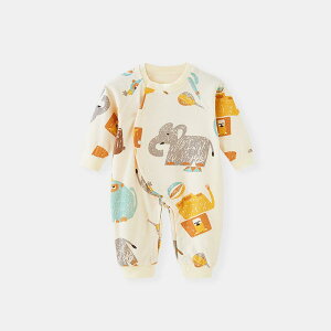 ベビー ロンパース 新生児 赤ちゃん 長袖 綿100% 肌着 パジャマ 前開き スナップボタン 無骨縫製 肌に優しい カバーオール インナー カジュアル 春秋冬 かわいい動物柄 寝巻き