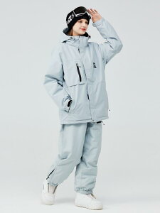 スキーウェア メンズ レディース 男女兼用 防水 防風 保温 厚手 耐摩耗 通気性 韓国風 ワークテイスト スノーボード スキー 上下セット パンツ