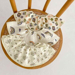 スタイ 男女兼用 ベビー 新生児 防水 吐き戻し防止 O型 綿100% ガーゼ 吸水 薄手 春夏 花柄 かわいい よだれかけ 赤ちゃん 乳幼児 食事用 出産祝い 0歳 1歳 2歳 3歳