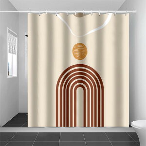 シャワーカーテン 北欧風 くすみカラー モランディ 防水 ポリエステル 穴あけ不要 工具不要 突っ張り棒式 バスルーム 目隠し 間仕切り デジタルプリント おしゃれ モダン シンプル