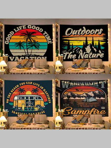 タペストリー キャンプ アウトドア ピクニック 車中泊 テールゲート テント装飾 おしゃれ アメリカン レトロ ヴィンテージ 背景布 壁掛け 景色 風景 フラッグ バナー 綿100%