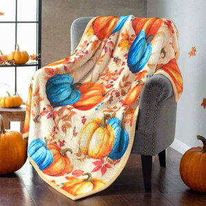 毛布 ブランケット オールシーズン フランネル ハロウィン カボチャの葉っぱ柄 チェック柄 ソファ ベッド 膝掛け リビング インテリア ポリエステル素材 シンプル モダン かわいい 暖かい