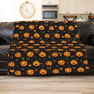 毛布 ハロウィン カボチャ柄 フランネル 柔らかい ソフト 快適 心地よい 寝室 ソファ オフィス キャンプ 多機能 ブランケット ポリエステル 四季通用 モダン シンプル