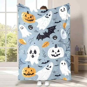 ブランケット ハロウィン カボチャ ゴースト コウモリ デザイン フランネル ポリエステル製 ふわふわ 柔らかい肌触り ソファカバー ベッドスロー 旅行 アウトドア ひざ掛け オールシーズン