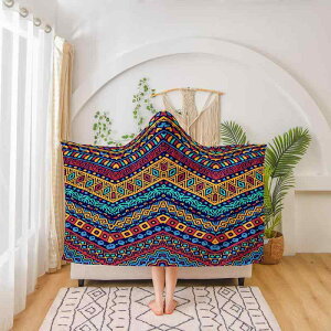 着る毛布 ボヘミアンスタイル フランネル フード付き シングル ポンチョ ショール ケープ 部屋着 ルームウェア 春秋 アニメ柄 キャラクター柄 カジュアル あったか