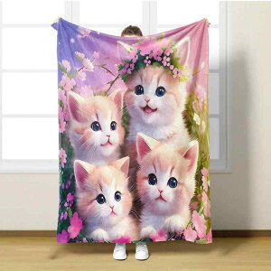 ブランケット 厚手 フランネル 保温 あったか ふわふわ かわいい カラフル 猫柄 デジタルプリント 昼寝 オフィス 車中泊 リビング ソファ おしゃれ オールシーズン 軽量 快適