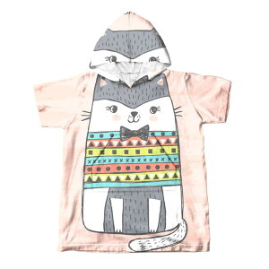 バスタオル ビーチタオル 大人 子供 マイクロファイバー 吸水速乾 フード付き ポケット 袖付き キャラクターアニマル柄 バスローブ ポンチョ(x2)