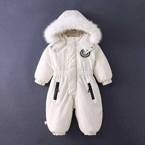 カバーオール ベビー キッズ 新生児 男の子 女の子 男女兼用 スキーウェア 極厚 中綿入り 防寒 暖かい コーデュロイ ラビットファー 冬用 ロンパース
