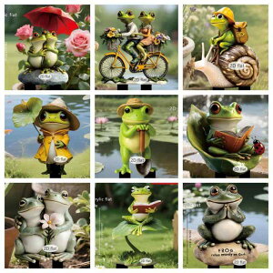 ガーデンピック かわいい カエル カップル ペア サイクリング 自転車 アクリル製 2D 屋外 庭 芝生 鉢植え用 地中挿し ガーデン装飾 オブジェ 庭飾り(x2)