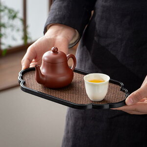茶盤 鋳鉄製 新中式スタイル お盆 トレイ 長方形 瓢箪形 海棠形 乾式 茶器台 プレート 食事皿 ドライフルーツ お茶菓子 デザート モダン 和風 おしゃれ