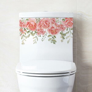 トイレステッカー ピンク ローズ 花柄 薔薇 自己粘着 便座 便器 デコレーション 模様替え 貼るだけ簡単 PVC製 ウォールデコレーション モダン 癒し(x2)