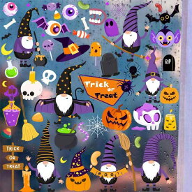 窓用ステッカー 静電吸着 貼ってはがせる 接着剤不要 ハロウィン 魔法使い スカル ドクロ リビング 窓飾り ガラスフィルム PVC 北欧風 イベント デコレーション 飾り付け(x2)