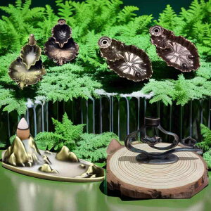 倒流香炉 合金製 手作り 家庭用 室内用 蓮デザイン 青蛙 鯉 瑞雲 山水 オブジェ お香立て アロマポット 置物 飾り物 和風 古典 おしゃれインテリア(x2)