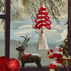 壁掛け 手編み コットン 北欧風 シンプル おしゃれ クリスマスツリー オーナメント クリスマス デコレーション インテリア 雑貨 リビング 寝室 玄関(x2)