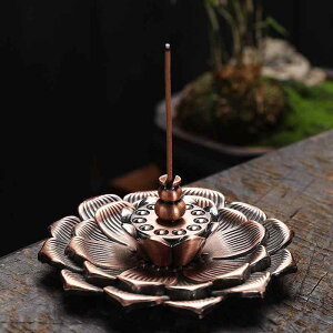 お香立て 多機能 香皿 倒流香炉 線香立て 渦巻き香炉 蓮花 ロータス 仏具風 アンティーク調 古典 合金製 選べる2色 青古色 紅古色 インテリア アジアン 雑貨 リラックス 癒し