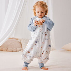 スリーパー ベビー キッズ 接触冷感 吸湿 通気性 4重ガーゼ 竹繊維 春夏 足付き ロンパース パジャマ かわいい キャラクター柄