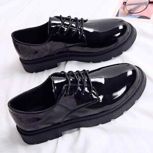 ローファー レディース 春夏 学生 通学 スクールシューズ 韓国風 原宿系 マニッシュ トラッド ラウンドトゥ 太めヒール PUレザー素材 万能 黒 かわいい