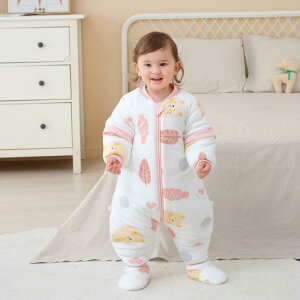 スリーパー ベビー キッズ 足つきタイプ 寝冷え防止 保温 あったか 綿100% 厚手 温度調節 袖着脱可能 洗える 春秋冬用