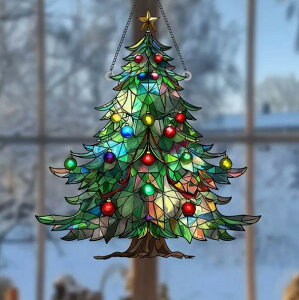 クリスマスオーナメント クリスマスツリー サンキャッチャー アクリル製 窓飾り ウォールアート 壁掛け キラキラ輝く 室内装飾 かわいい おしゃれ インテリア プレゼント