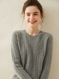 カシミヤ ニットプルオーバー レディース ケーブル編み ラウンドネック 秋冬 厚手 ゆったり 着痩せ効果 着回し 上品 通勤スタイル