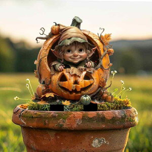 ガーデンピック ハロウィン カボチャ エルフ ノーム アクリル製 フィギュア 屋外 庭 地面差し込み 装飾 オーナメント アメリカンカントリー ディスプレイ(x2)